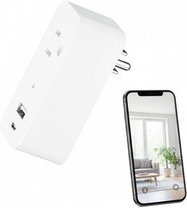 $40 Wireless Plug 1080P Power Strip Camera for Pet Monitor  App Remote View, Built-in 32G Card, Motion Detection, Local Storage, WiFi & AP Hotpot, 100  Angle, No Audio