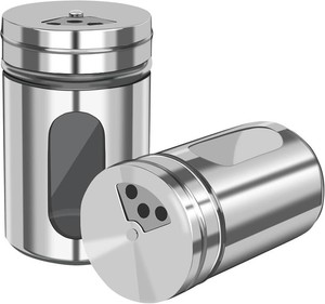 Salt and Pepper Shakers, Stainless Steel and Glass, Adjustable, 2 Pack  Glass Window Shows Fill Level, Multi-size Pour Holes for Coarse Kosher Salt, Sugar, Cinnamon, Spices in Kitchen, BBQ, Dining