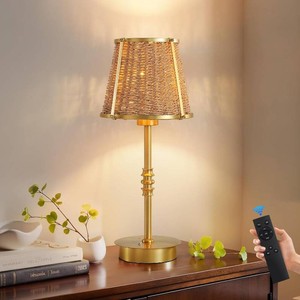 $62 Cordless Bedside Table Lamp Rechargeable 6200mAh Battery Operated Desk Lamp with Remote Stepless Dimming & Timer 18 Vintage Nightstand Lamps for Night Light Bedroom Living Room Camp(Included Bulb)
