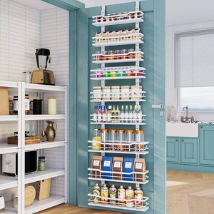 $38 Eastherry Over The Door Pantry Organizer 9-Tier Over The Door Organizer with Adjustable Basket Metal Hanging Pantry Organizers and Storage for Kitchen, Back of Door Seasoning Rack