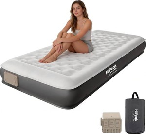 $60 HiiPeak Twin Air Mattress with Wireless Removable Air Pump Blow up Mattress  2Min Self Inflatable Mattress 22cm All Night Stability No Bad Smell TPU Air Bed for Tent Camping, Home, Guests, Car Travel