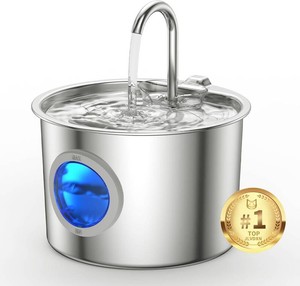 Cat Water Fountain Advanced 304 Stainless Steel 2.2L74oz with Detachable Tank, Easy to Clean, Automatic Pet Fountain Quiet Cats Water Dispenser, Perfect for Cats Dogs Indoor