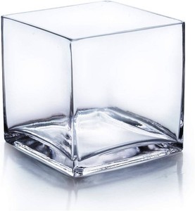 $28 WGV Cube Glass Vase, Candle Holder, 7x7x7, Clear Elegant Floral Accent Container Planter Terrarium Storage for Wedding Party Ceremony Event Office Home Decor, 1 Piece