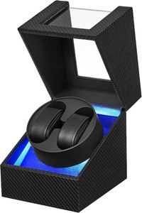 $35 BEWISHOME Watch Winder for Automatic Watches,Double Watch Widner with Light  4 Modes, Automatic Watch Winder Box Watch Spinner with Japanese Quiet Motor Type-C Adapter or Battery Powered, SYQ02C