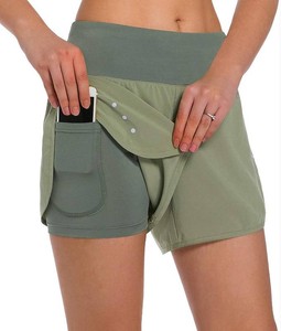 $27 Ksmien Womens 2 in 1 Running Shorts with Liner Phone Pockets  Lightweight Athletic Shorts with Breathable Double Layer Design, Quick Dry Stretch Fabric for Running, Workout, Gym, Yoga. Size Small