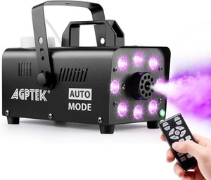 $50 AGPTEK Fog Machine, 600W 4000CFM Smoke Machine, RGB, Low Fluid Auto Shutoff  Upgrade Auto Mode, Wireless Remote, 12 LED Lights Effect, Dry Run Protect,Wedding Halloween Party DJ Stage,Indoor Outdoor Use