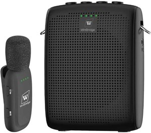 $81 WinBridge Wireless Voice Amplifier with Clip-On Lapel Mic for Teachers  15W Portable PA System with Bluetooth, 12H Battery, Auto-Pairing , Instant Mute, Ultra-Light Lavalier Microphone WB005