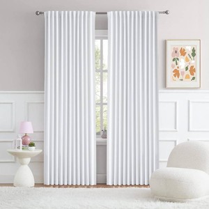 $47 DUALIFE 70 Inch Wide White Window Curtains - 70 W x 84 L, Solid Room Darkening Privacy Assured Drapes for Sliding Door Rod Pocket and Back Tab Curtains, 2 Panels