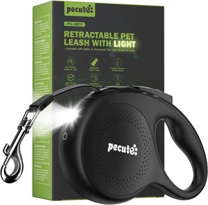 $30 Pecute Retractable Dog Leash with Flashlight, 26ft Heavy Duty Retractable Pet Leash with Light, One-Button Control, Anti-Twist Protection, Reflective Leashes for Medium Large Pets Dogs Up to 110 lbs