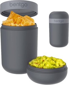 Bentgo Snack Cup, Leak-Proof Snack Container with Toppings Compartment  Dual-Sealing Lid, Airtight, Microwave-Safe Base, Freezer & Top-Rack Dishwasher-Safe (Dark Gray)