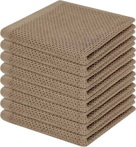 Homaxy 100% Cotton Waffle Weave Kitchen Dish Cloths 8-Pack, Tan  12 x 12 Inches, Ultra Soft Absorbent Dish Towels, Quick Drying Dish Rags with Hanging Loop