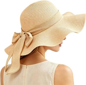 Women Floppy Sun Hat with Wide Brim, Foldable Roll-Up Straw Beach Hat Summer Hat for Travel