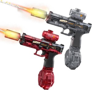 $30 Electric Water Gun for Adults Kids, Squirt Guns Water Pistol  Automatic Water Blaster, Led Lighting, Powerful, Long Range, Rechargeable, Summer Outdoor Pool Beach Toys, Black & Red