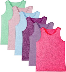 6 Pack Girls Quick Dry Sleeveless Moisture Wicking Tank Tops for Kids Youth