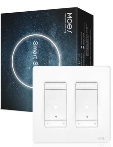 $36 MOES 3 Way Smart Star Ring Dimmer Switch, 2.4GHz WiFi Dimmable Light Switch,Neutral Wire Required, Smart Life APP Remote Control, Works with Alexa & Google Assistant, Timer & Schedule White 2 Gang