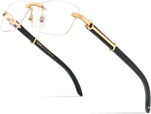$120 HEPIDEM 100% Really Buffalo Horn Handmade Glasses Frame Square Rimless Luxury Buffs Eyeglasses