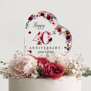 40th Wedding Anniversary Acrylic Cake Topper, 40 th Anniversary Decorations, 40 Wedding Topper, 40 Years Of Married Gifts (40th Anniversary Cake Topper 2026)