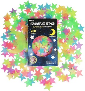 Glow in The Dark Stars Stickers for Ceiling, Adhesive 200pcs 3D Glowing Stars and Moon for Kids Bedroom,Luminous Stickers Create a Realistic Starry Sky,Room Decor,Wall Stickers
