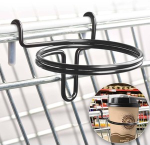 CAPHONT Shopping Cart Cup Holder, Portable Cup Holder Shopping Carts Drink Holder for Hanging Coffee Cup Drink Cups Tapered Cup Baby Bottle (Black)