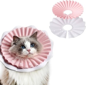 2 Pieces Soft Cat Cone Collar  Adjustable Lightweight Recovery E-Collar to Stop Licking, Scratching & Biting After Surgery, Comfortable Wound Healing Cone Alternative (Pink, M)