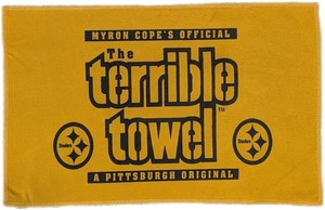 Microfiber Steelers Hand Towel- Super Absorbent Microfiber-Terrible Towel Style- 11inches by 18inches-Pittsburgh Colors Black and Yellow-