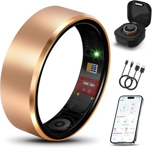 $50 Smart Ring 2.0 for Men Women, Sleep & Fitness Tracker, Rose Gold 8  Lightweight Waterproof Slim Scratch Resistant, Advanced Chip, Sleep, Stress & Daily Activity Monitor, No Subscription Fees