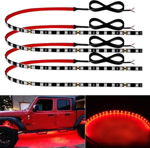 Keiurot 12V Led Light Strip for Cars 18Inch Connectable & Waterproof, 4Pack  Red Led Strip Lights for Golf Cart Motorcycle Boat Truck Interior & Exterior, IP68 & Flexible,100CM Lead Wire, Nano Adhesive