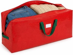 KRYSTY Durable Large Christmas Tree Storage Bag,Fits Up to 9 ft Artificial Trees,Heavy Duty Zipper&Reinforced Handles For Christmas Tree Bag,Protects Against Dust,Moisture & Damage,Red