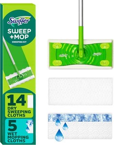 Swiffer Sweeper 2-in-1 Mops for Floor Cleaning, Dry and Wet Multi Surface Floor Cleaner, Sweeping and Mopping Starter Kit, Includes 1 Mop  19 Refills, 20 Piece Set