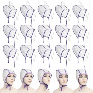 WILLBOND 20 Pcs Highlighting Caps, Hair Highlight Cap Bulk, Disposable Highlight Tipping Caps, Hair Coloring Dyeing Cap with 2 Pcs Metal Hooks for Salon Home, Highlighting Coloring Supplies (Purple)