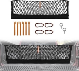 $22 Cargo Net for Dodge Ram 1500 2019-2025 2026 Accessories  Custom Fit, Truck Bed Storage Organizer Net for Pickup Truck Bed Divider, Heavy Duty Carabiners, Night Visible Grab Handle