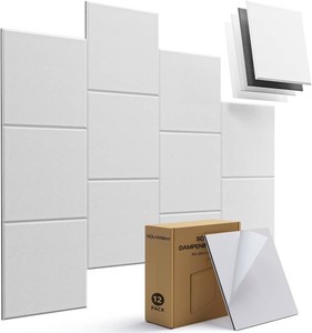 $60 Soundsbay Mass Loaded Vinyl, 12-Pack Self-Adhesive Acoustic Panels  Polyester, Rubber Better Sound Absorption, Covers 11.6 sq ft, 12 12 Soundproofing Panels for Home Office, Studio, Live Room