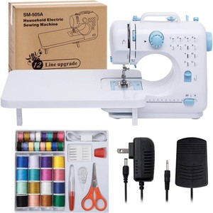 $54 Sewing Machine for Beginners with Extension Table Mini Sewing Machines Kit Supplies 12 Built-in Stitches with Needles Assorted Thread Kit Starter Kit Easiest for Adult and Kids Ages 8-12 Easy Sewing