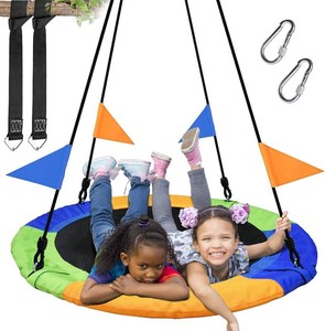 $42 40 Inch Saucer Tree Swing Flying 900lb Weight Capacity 2 Added Hanging Straps Adjustable Multi-Strand Ropes Colorful Safe and Durable Swing Seat for Children