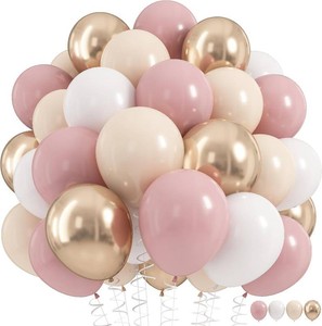 Dusty Pink Balloons, 60Pcs Pastel Pink and White Balloon Beige Sand White Champagne Gold Latex Neutral Balloons for Women Birthday Boho Wedding Bridal Shower Party Mothers Day Anniversary Decorations