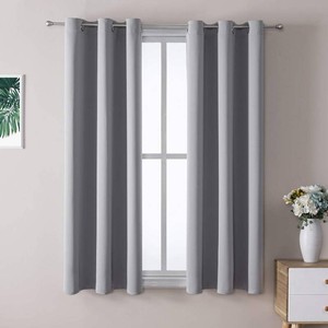 $27 ChrisDowa Grommet Blackout Curtains for Bedroom and Living Room - 2 Panels Set Thermal Insulated Room Darkening Curtains (Light Grey, 42W x 63L)   Thermal Insulated, L