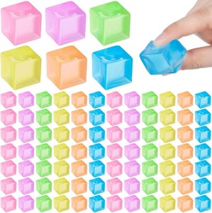 $23 Simgoing 96 Pcs Mini Ice Cube Stress Balls Fidget Toys Bulk Squeeze Square Ball Sensory Toys Stress Relief Ice Cube for Small Prize Birthday Party Favor Bags Box Filling, 6 Colors