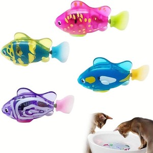 $21 Swimming Fish Toy for Cats,Glowing Waterproof Cat Water Toy with Adjustable Speed and Realistic Motion,Twist Tail in a Lifelike Manner,Fun for Bathtub, Aquarium Decor, Pool (4)