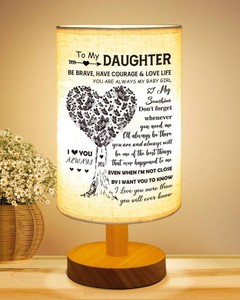 Daughter Gifts from Mom, to Daughter Fabric Table Lamp, Birthday Graduation Gifts for Daughter from Mom Dad, Bedside Table Lamp Gifts for Daughter Adult from Mother