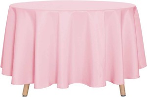 sancua 90 Inch Round Tablecloth, Pink  Water Resistant Spill Proof, Washable Polyester Cloth, Decorative Fabric Cover, For Dining, Buffet Parties and Camping