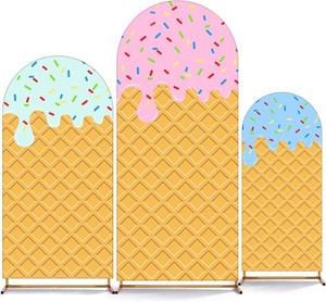 $37 Ice Cream Drip Arch Backdrop Cover Set of 3 4ft 5ft 6ft Spandex Stretchy Wedding Arch Cover Pink Blue Green Ice Cream Background for Wedding Birthday Party Baby Shower Banquet Decoration
