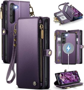 $28 Defencase for Galaxy S23 Case Wallet Compatible with Magsafe 6.1, Purple  Magnetic Detachable, with RFID Bolcking Card Holder, Zipper Strap, PU Leather Drop-Proof Phone Cover for Samsung Galaxy S23