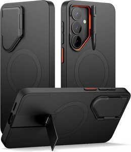 $29 SURITCH for Samsung Galaxy S26 Phone Case, Magnetic Protective Cover with Camera Cover & Adjustable Metal Kickstand for Galaxy S26 -Black