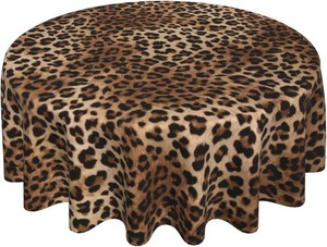 Leopard Round Tablecloths 70 Inches Brown Cheetah Leopard Print Decorative Round Tablecloths Modern Washable Reusable Circle Table Cover for Home Kitchen,Dining Room,Party
