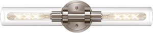 $56 SANTOSTOCK Brushed Nickel 2-Light Bathroom Vanity Light Fixture, Modern Bathroom Sconces Wall Lighting WClear Glass Shade, Horizontal and Vertical Wall Mount Lamp for Mirror Hallway Kitchen