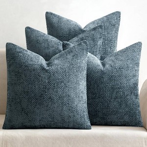 $33 MIULEE Soft Decorative Chenille Pillow Covers Navy Blue 18x18 Pack of 4  Modern Home Decor, All Same Navy Color Set, Couch Throw Pillows, Farmhouse Boho Cushion Covers for Sofa Bed Living Room