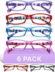 Gaoye 2.0 Reading Glasses for Women, 6 Pack Fashion Readers, Spring Hinge Eye Glasses, Blue Light Reading Glasses