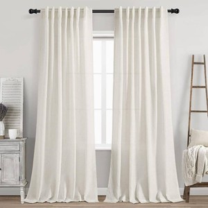 $26 Cream Natural Linen Curtains 90 Inch Length 2 Panels Set for Living Room Rod Pocket Back Tab Pleated Window Curtain Drapes Neutral Rustic Farmhouse Decor Ivory Dining Room Curtain 90 inches Long