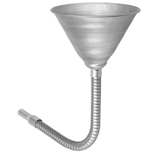 Steel Bendable Universal Spout Funnel with Filter and Flexible Pipe - Galvanized for All Automotive Oils, Diesel Fuel and Other Liquids - Silver