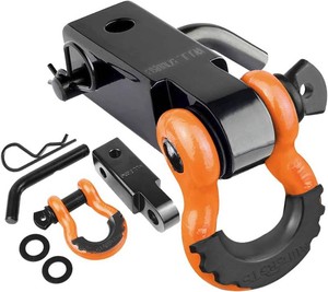 $30 AUTOBOTS Tow Hitch Receiver 2 Shackle Hitch Receiver Orange  45,000 Lbs Break Strength, with 58 Pin, 34 D Ring Shackle, Towing Accessories for Truck Jeep Trailer Recovery Off-Road